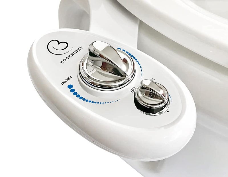 Boss Bidet Luxury White Blue Bidet Attachment for Toilet Seat Dual Nozzles SelfCleaning NonElectric Water Sprayer Save Money On Toilet Paper and Reduce Waste