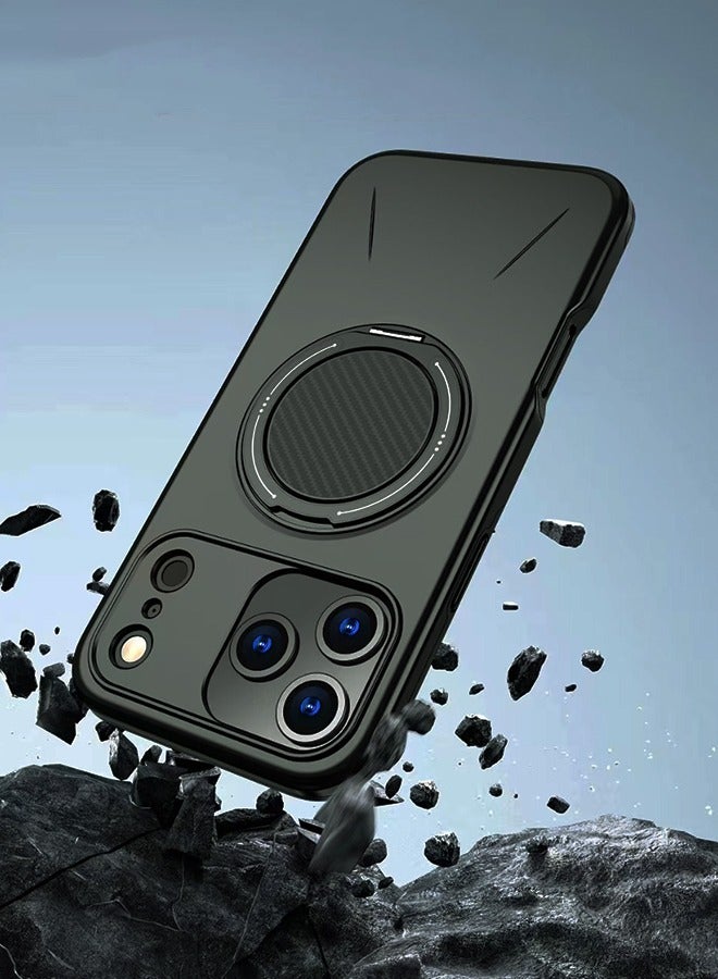 for iPhone 17 Pro Max case, magnetic 360 ° rotatable ring bracket, supports wireless charging, shockproof silicone material - Image 3