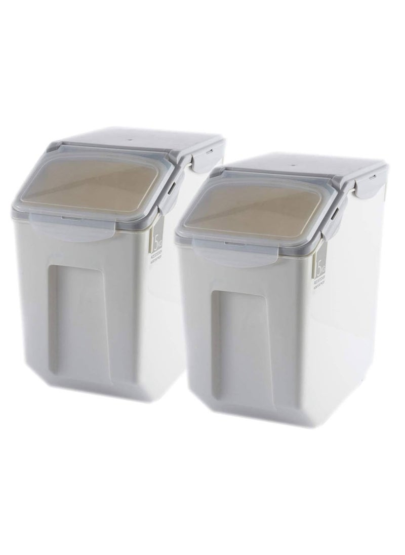 BLOOMING TIME - Rice Storage Containers 2pcs Food Storage Container With Lid, Bpa Free Plastic Large Cereal Storage Box, Multifunctional Containers For Kitchen Food With Measuring Cups 15kg Box - Image 1
