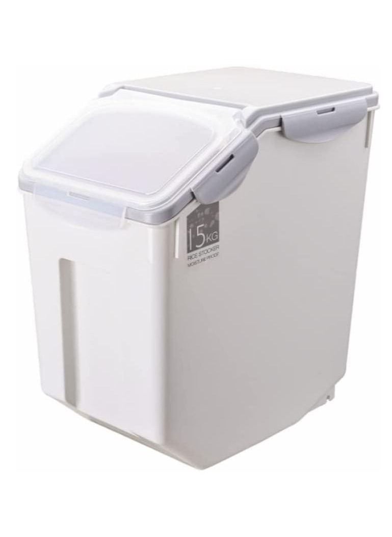 BLOOMING TIME - Rice Storage Containers 2pcs Food Storage Container With Lid, Bpa Free Plastic Large Cereal Storage Box, Multifunctional Containers For Kitchen Food With Measuring Cups 15kg Box - Image 1