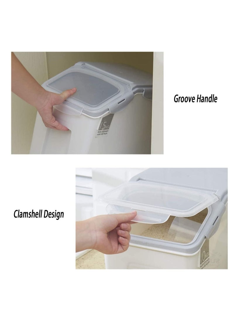 BLOOMING TIME - Rice Storage Containers 2pcs Food Storage Container With Lid, Bpa Free Plastic Large Cereal Storage Box, Multifunctional Containers For Kitchen Food With Measuring Cups 15kg Box - Image 1