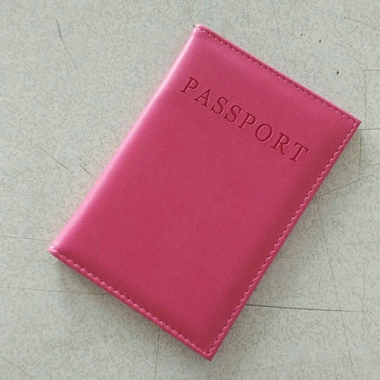 Faux Leather Passport Holder Multifunctional Card Case Pink 