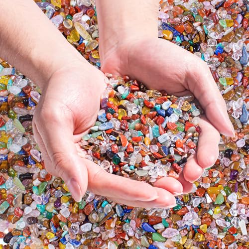 EZEELAI Chakra Crushed Stone Crystal Chips Bulk 0.88 Lb, Tumbled Healing Gemstones Rocks Quartz Pieces Irregular Shaped Decorative Vase Fillers Aquarium Gravel Rocks - Image 1
