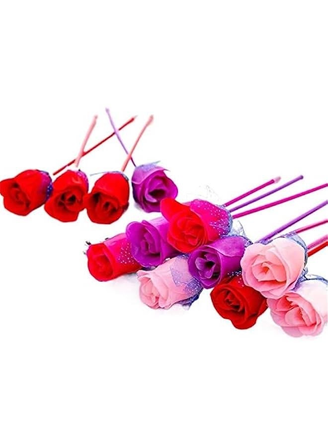 24 Pcs Rose Flower Ballpoint Pen,Stationery School Office Supplies Creative Rose Flower Pen - Image 1