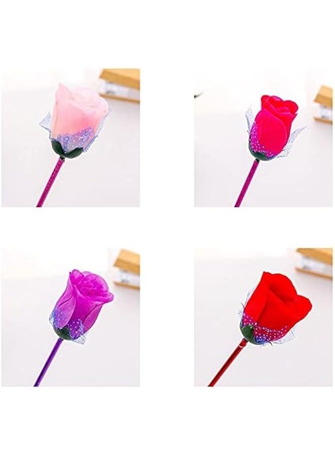 24 Pcs Rose Flower Ballpoint Pen,Stationery School Office Supplies Creative Rose Flower Pen - Image 3