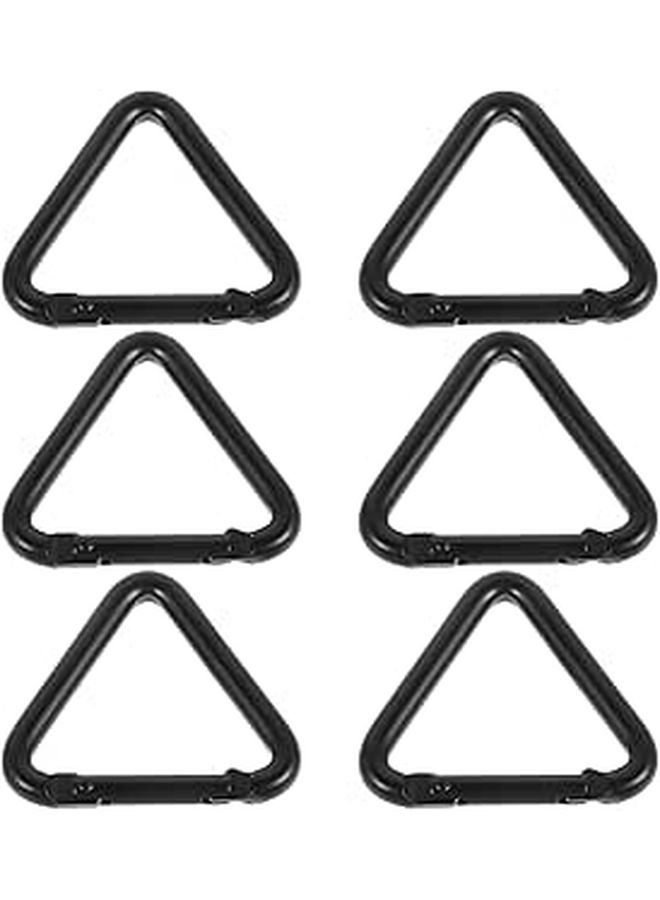 6 Pack Black Aluminum Triangle Carabiner Clips for Outdoor Camping Keychain Accessories - Image 1