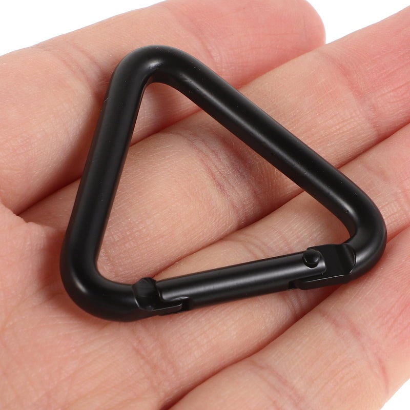 6 Pack Black Aluminum Triangle Carabiner Clips for Outdoor Camping Keychain Accessories - Image 4