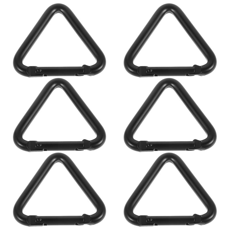 6 Pack Black Aluminum Triangle Carabiner Clips for Outdoor Camping Keychain Accessories - Image 2