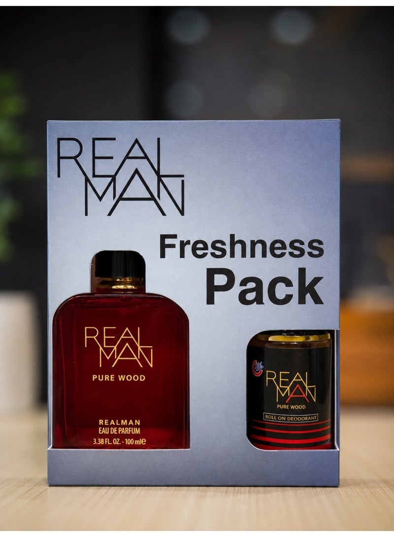 Realman Freshness Pack - EDP 100 ml  + Roll on 50ml - Pure Wood - Image 1