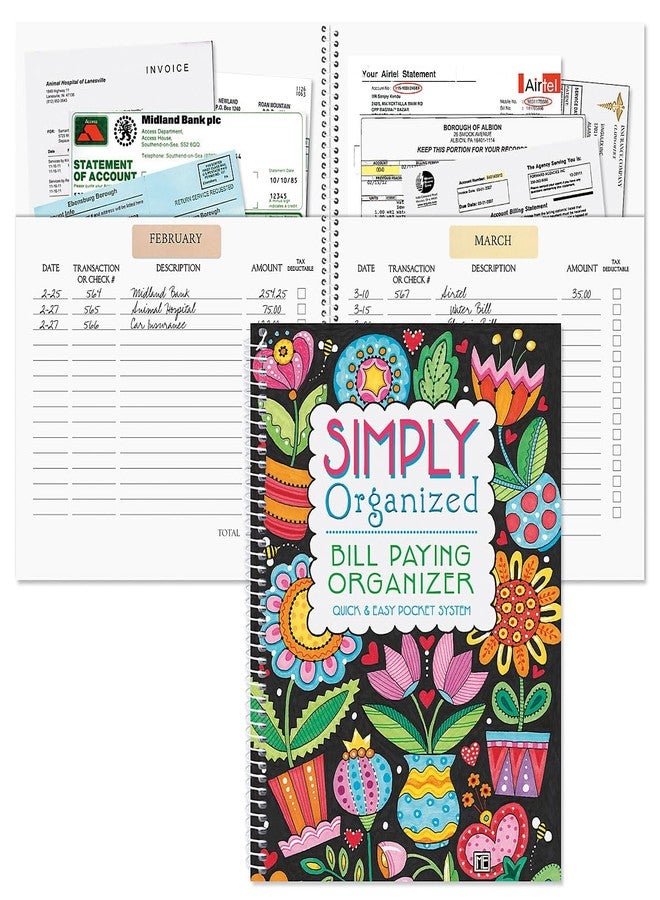 Current Mary Engelbreit Bill Paying Organizer Book - 9" x 12” Personal Account Book, Spiral Bound, 14 Storage Pockets, 32 Label Stickers, Monthly Finance & Payment Management Tracker for Home & Office - Image 1