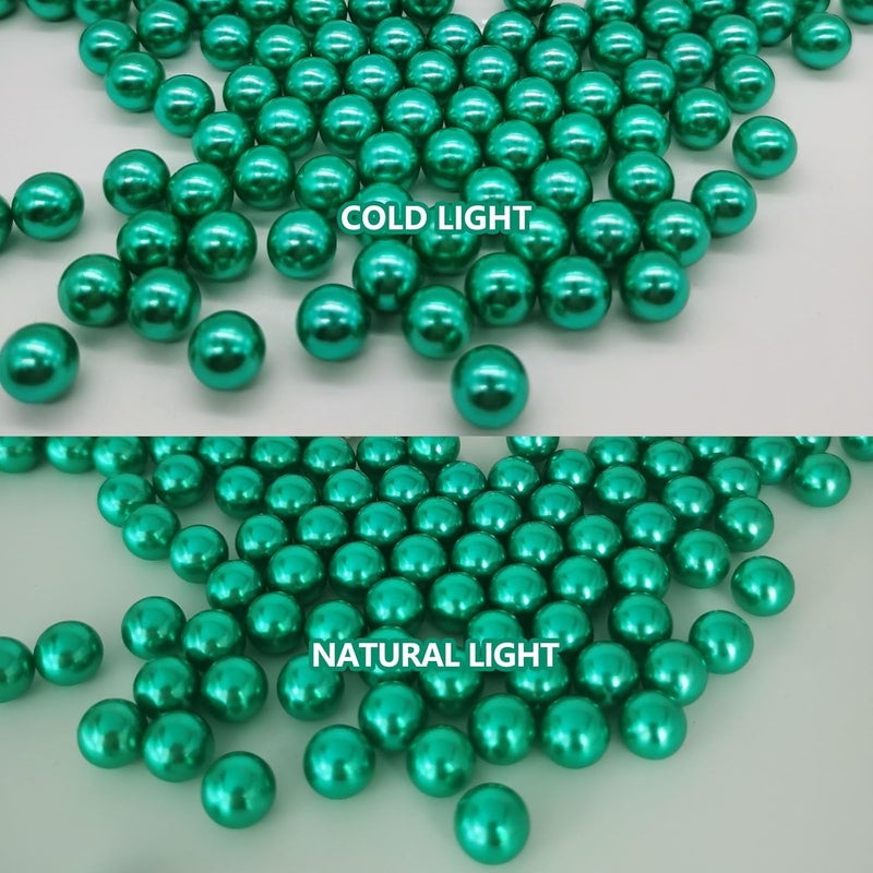 ZEBMOON 200PCS Green Faux Pearls Beads for Centerpiece Vases, Vase Filler Faux Pearls, No Holes Filler Beads for Party Anniversary Birthday Wedding Table Decor, 10/14/20/30mm - Image 3