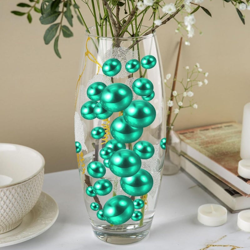 ZEBMOON 200PCS Green Faux Pearls Beads for Centerpiece Vases, Vase Filler Faux Pearls, No Holes Filler Beads for Party Anniversary Birthday Wedding Table Decor, 10/14/20/30mm - Image 4