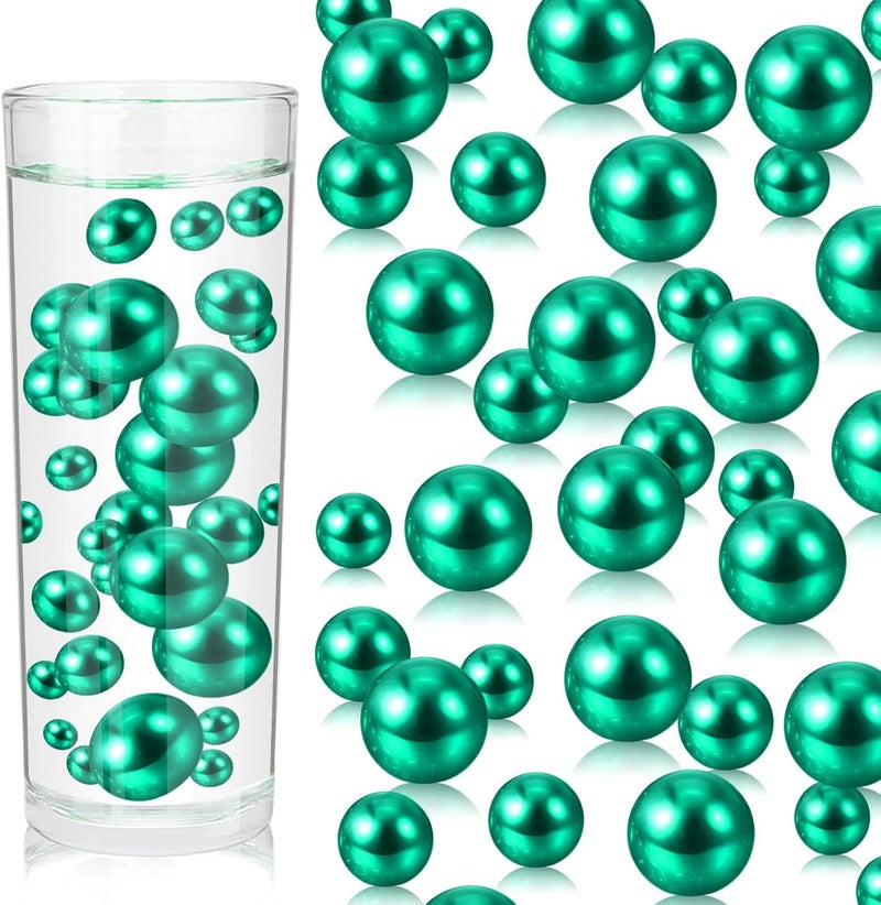 ZEBMOON 200PCS Green Faux Pearls Beads for Centerpiece Vases, Vase Filler Faux Pearls, No Holes Filler Beads for Party Anniversary Birthday Wedding Table Decor, 10/14/20/30mm - Image 1