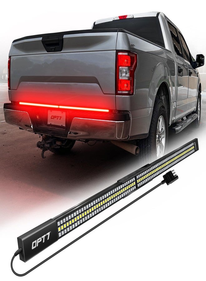 OPT7 48" Redline Parlux Triple Row LED Tailgate Light Bar w/Sequential Red Turn Signal - Weatherproof Rigid Aluminum Light Strip for Colorado Ranger - Full Function Reverse Brake Running - Image 1