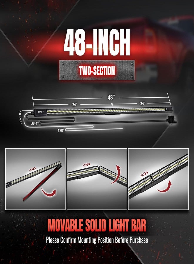 OPT7 48" Redline Parlux Triple Row LED Tailgate Light Bar w/Sequential Red Turn Signal - Weatherproof Rigid Aluminum Light Strip for Colorado Ranger - Full Function Reverse Brake Running - Image 2