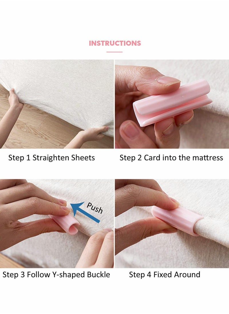 Excefore - Bed Sheet Grippers Fasteners Bed Sheet Clips Keep Sheets Snug for Mattresses with Raised Edge,Keeping Sheets and Mattresses Snug 40 Pieces (Pink) - Image 1