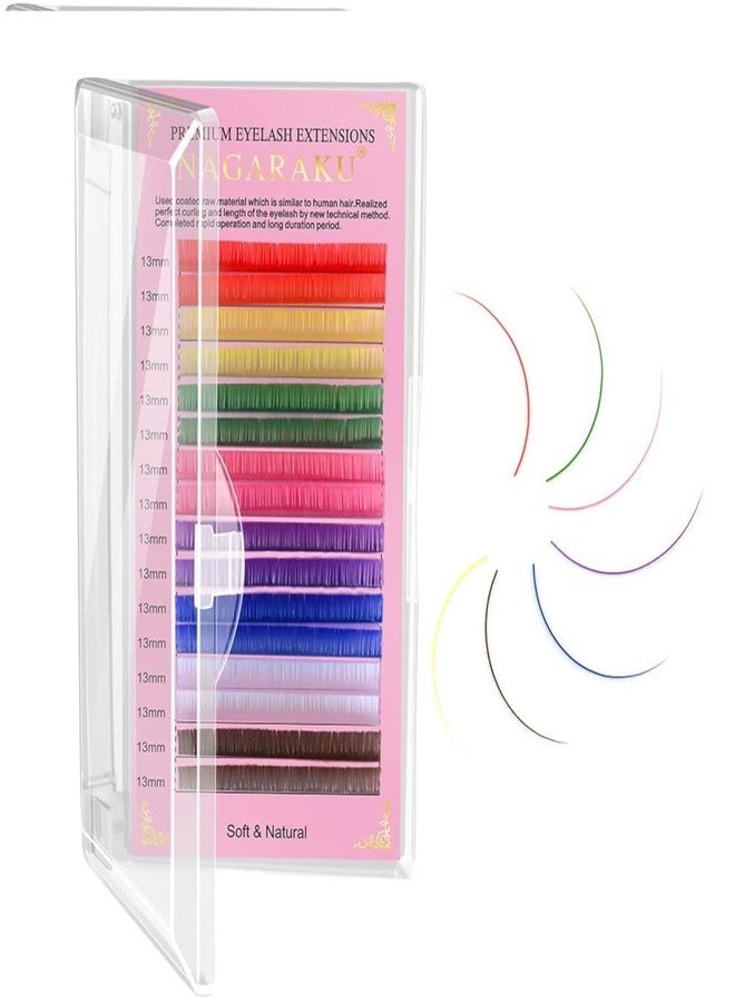 NAGARAKU Colored Eyelash Extensions 8 Colors Rainbow Purple Blue Pink Brown Individual Lashes Soft Natural Professional Salon Supplies (8mm, 0.12mm D) - Image 1