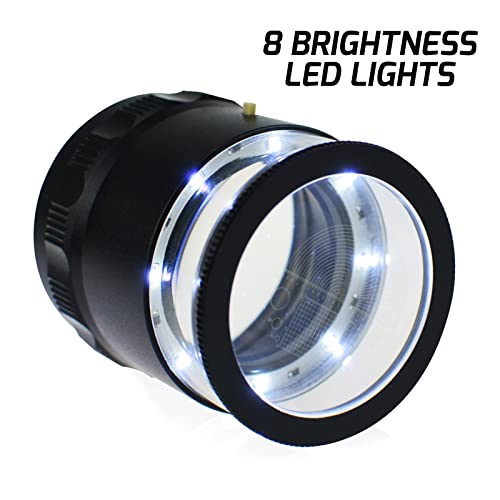 DANOPLUS Jewelers Loupe 10X Magnification Magnifier with 8 LED Lights and 4 Glass Scale Lens, Jewelry Loupe Magnifier 0.98''(5mm) Field of View Illuminated Jewelers Loop for Gems, Coins, Stamps, Watches - Image 2