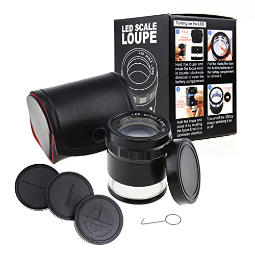 DANOPLUS Jewelers Loupe 10X Magnification Magnifier with 8 LED Lights and 4 Glass Scale Lens, Jewelry Loupe Magnifier 0.98''(5mm) Field of View Illuminated Jewelers Loop for Gems, Coins, Stamps, Watches - Image 3