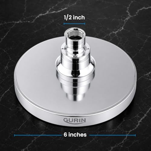 Gurin Rain Shower Head High Pressure Spa System, Luxury Bathroom Showerhead with Chrome Plated Finish, Adjustable Angles, Anti-Clogging Silicone Nozzles - Image 5