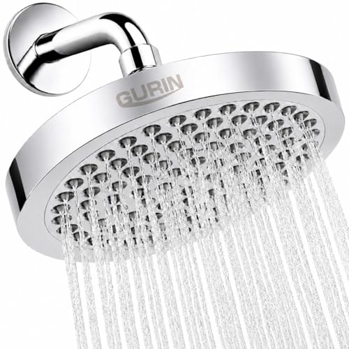 Gurin Rain Shower Head High Pressure Spa System, Luxury Bathroom Showerhead with Chrome Plated Finish, Adjustable Angles, Anti-Clogging Silicone Nozzles - Image 1