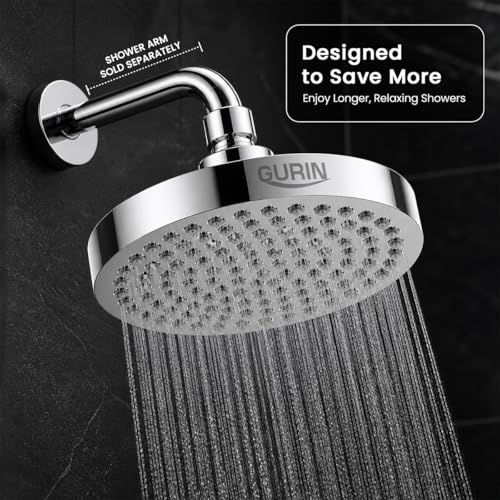 Gurin Rain Shower Head High Pressure Spa System, Luxury Bathroom Showerhead with Chrome Plated Finish, Adjustable Angles, Anti-Clogging Silicone Nozzles - Image 2
