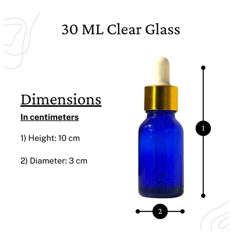 VOW 30 ML Blue Round Empty Glass Bottle Glass Dropper Gold Ring Silicone White Teat Refillable Reusable Leak Proof for Essential Oils PerfumesPack of 6 - Image 4