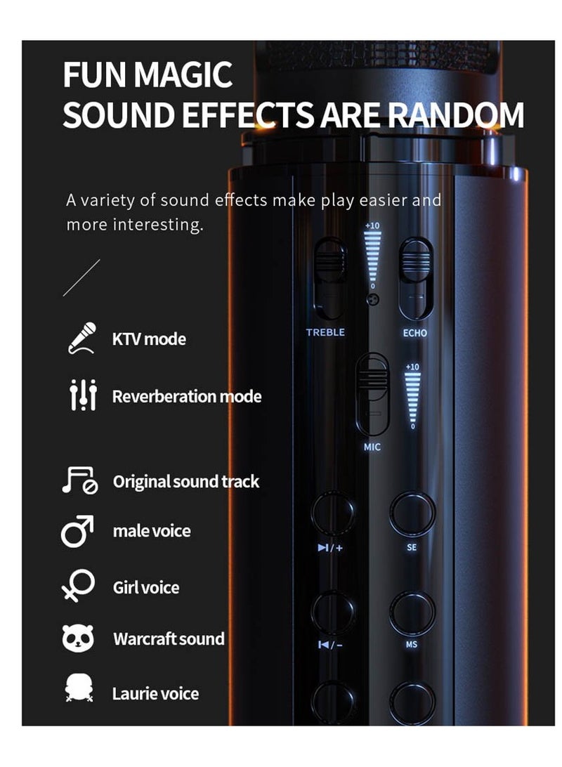 K1 High Quality Multifunctional Wireless Sound Card Bluetooth Microphone Audio Portable Handheld Karaoke Mic Speaker Player For Party Home (Gold) - Image 3