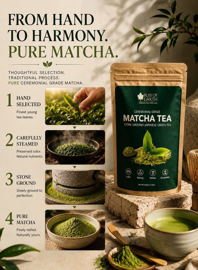 BLISS OF EARTH Japanese Matcha Powder, Premium Stone Ground Japan Ceremonial Grade Matcha Green Tea Antioxidant Rich  Ideal for Baking and Beverages  100gm - Image 4
