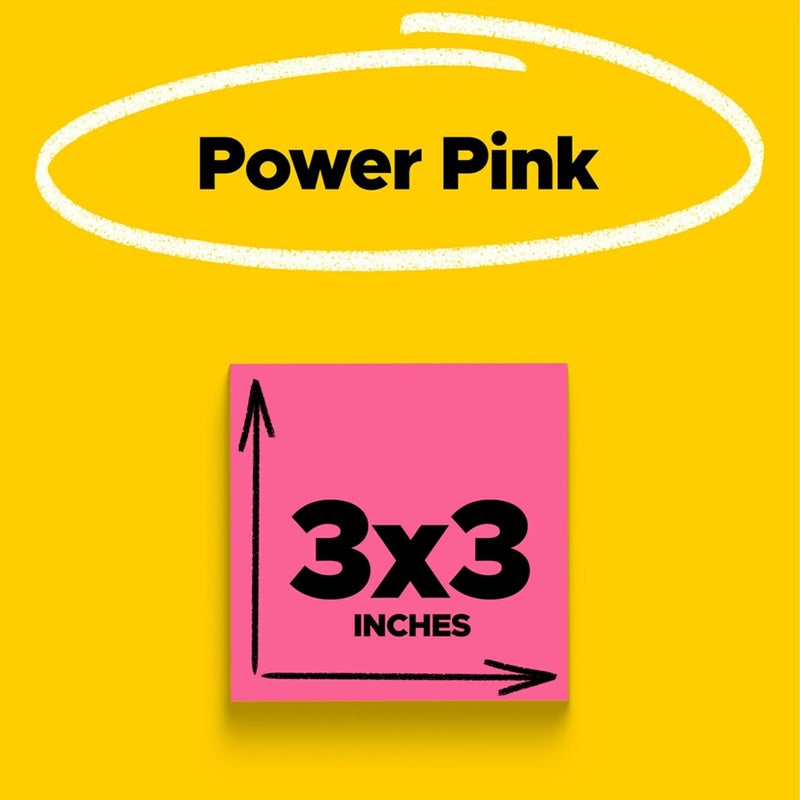 Post It Super Sticky Notes, 5 Sticky Note Pads, 3 x 3 in., School Supplies, Office Products, Sticky Notes for Vertical Surfaces, Monitors, Walls and Windows, Power Pink - Image 2