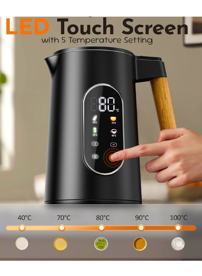 Chase Up Electric Kettle 2200W Fast Water Boiler, 1.7L Kettle Stainless Steels With Temperature Control For LED Touch Screen, Double Wall Anti Scald Water Heater 2H Keep Warm For Home - Image 5