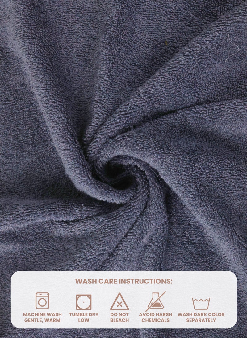 REZLAN UAE REZLAN Premium 4-Piece Hand Towel Set - 100% Cotton (40×60 cm/16×24 in) - Soft & Absorbent - STEEL BLUE  - Image 3