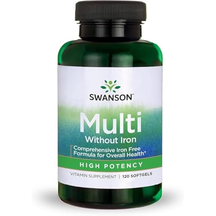 Swanson Multi Without Iron Multivitamin Health Supplement Iron-Free Formula 120 Softgels Sgels - Image 1
