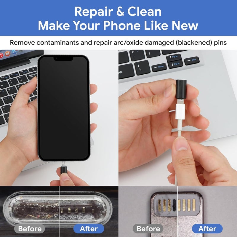 MAXSURE Phone Cleaning Kit for iPhone Cleaner,12 in 1 Port Cleaner Repair & Restore Tool for AirPod iPhone 17 16 15 Pro Max iPad Samsung etc,Phone Cleaning kit for Lightning and USB C Charging Port, Cables - Image 3