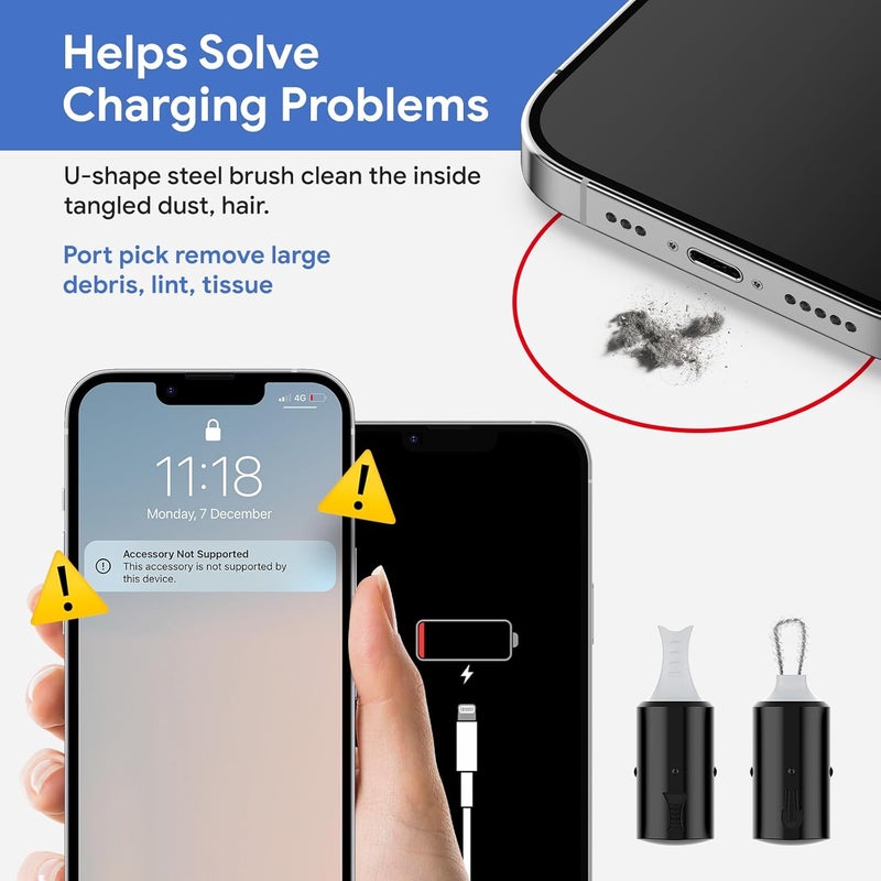 MAXSURE Phone Cleaning Kit for iPhone Cleaner,12 in 1 Port Cleaner Repair & Restore Tool for AirPod iPhone 17 16 15 Pro Max iPad Samsung etc,Phone Cleaning kit for Lightning and USB C Charging Port, Cables - Image 5