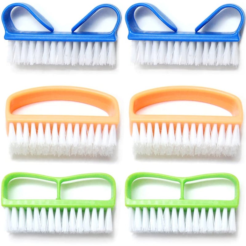 Luxxii (6 Pack) Fine Handle Grip Nail Brush - Fingernail Scrub Cleaning Brushes Nail Hand Scrubbing Cleaning Brush. Color may vary. - Image 1