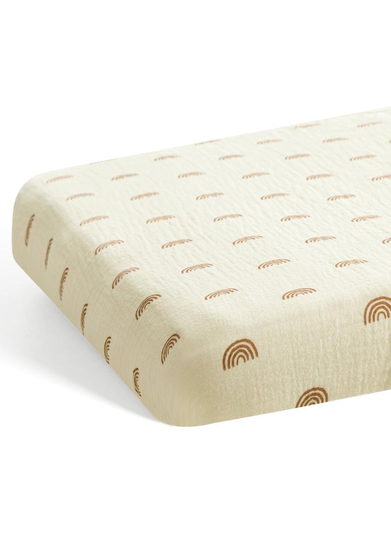 Muslin Crib Sheets, 28 X 52 Inches Cotton Fitted Baby Crib Sheet for Standard Crib and Toddler Mattresses, Ultra-Soft and Hypoallergenic Neutral Nursery Sheets - Image 5