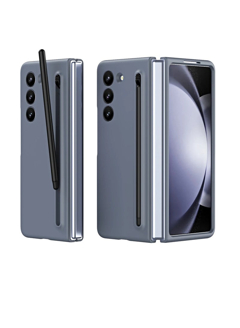 AROAQ Z Fold 5 Protection Case, Lightweight Ultra Thin Silky Liquid PC Bumper Phone Cover, Comfortable Grip Durable Mobile Case With Stylus For Z Fold 5, (1pc, Grey) - Image 1