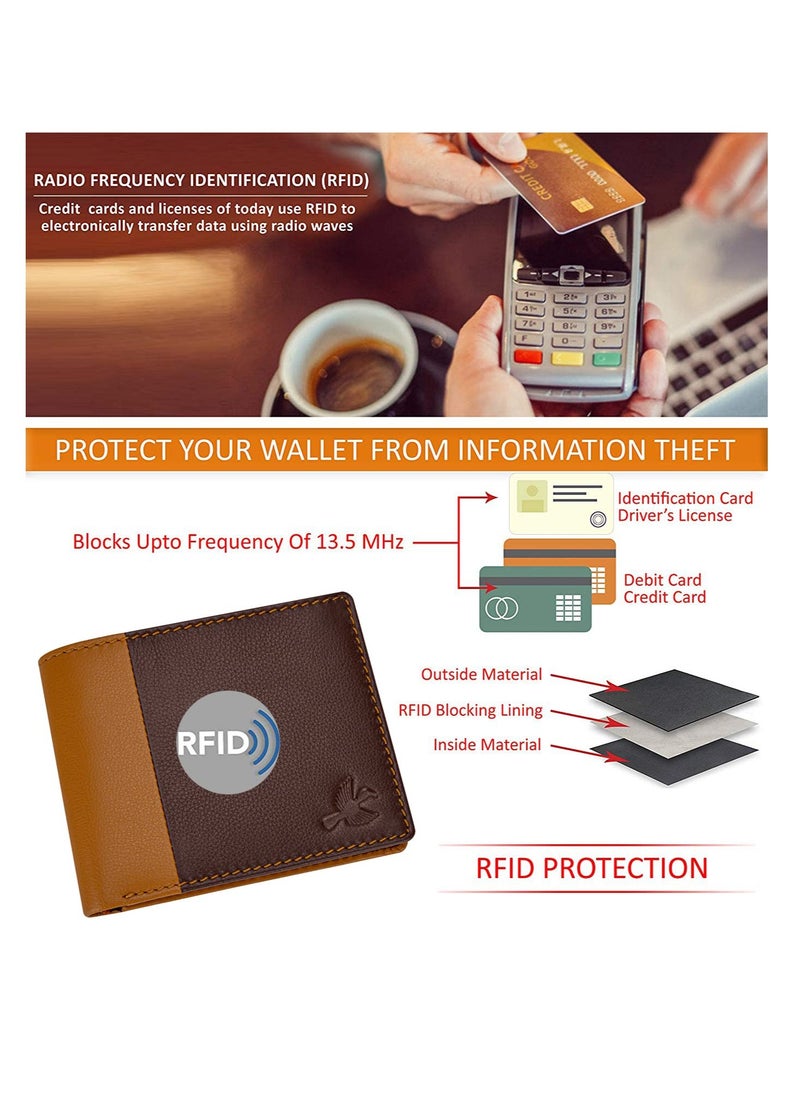 HORNBULL - Joseph RFID Blocking Leather Wallet for Men, Brown, Two-Fold Wallet - Image 1