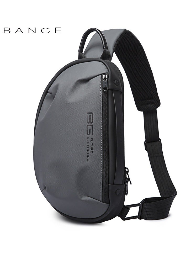BANGE Bange Men Epithelium Coating Waterproof Crossbody Chest Bag with USB Port, Size: 34 x 19 x 6cm(Grey) - Image 1
