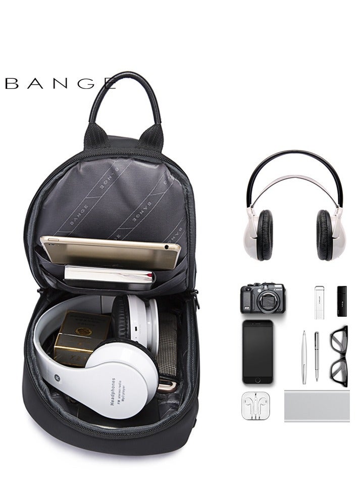 BANGE Bange Men Epithelium Coating Waterproof Crossbody Chest Bag with USB Port, Size: 34 x 19 x 6cm(Grey) - Image 5