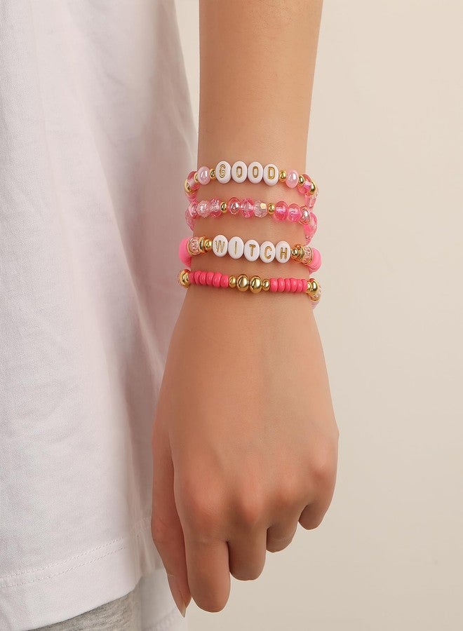 Flvkev Elphaba Galinda Friendship Matching Bracelets Witch Matching Bracelets BFF Couples Accessories Christmas Gifts (pink) - Image 2