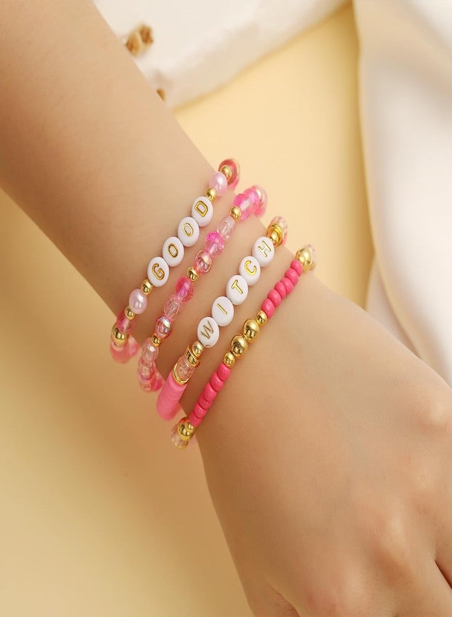 Flvkev Elphaba Galinda Friendship Matching Bracelets Witch Matching Bracelets BFF Couples Accessories Christmas Gifts (pink) - Image 4