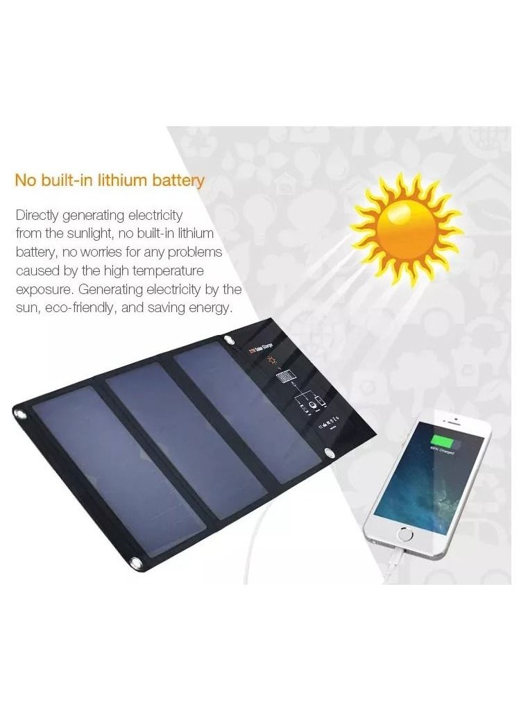 Generic - Portable Solar Charger for Camping - 21W Foldable Solar Panel Charger 2 USB Ports - Waterproof & Durable, Compatible with iPhone, iPad, Galaxy, LG, Nexus, Battery Packs, & All USB Devices - Image 1