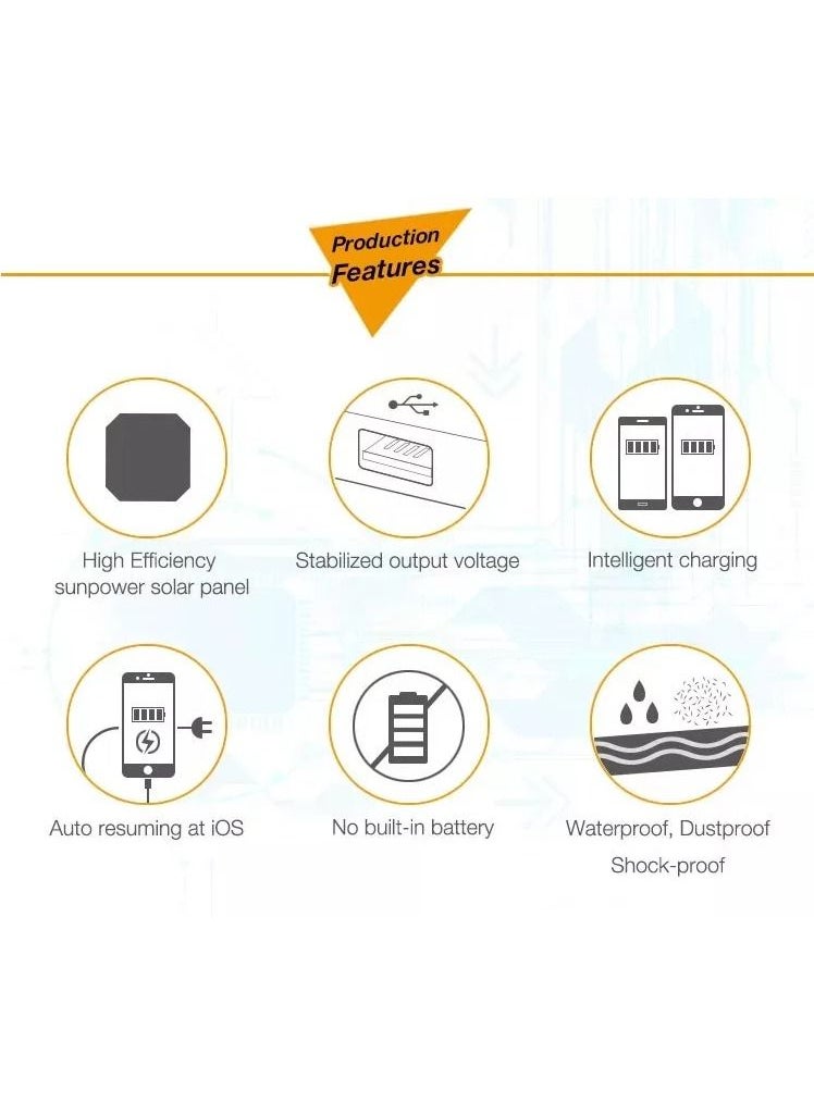 Generic - Portable Solar Charger for Camping - 21W Foldable Solar Panel Charger 2 USB Ports - Waterproof & Durable, Compatible with iPhone, iPad, Galaxy, LG, Nexus, Battery Packs, & All USB Devices - Image 1
