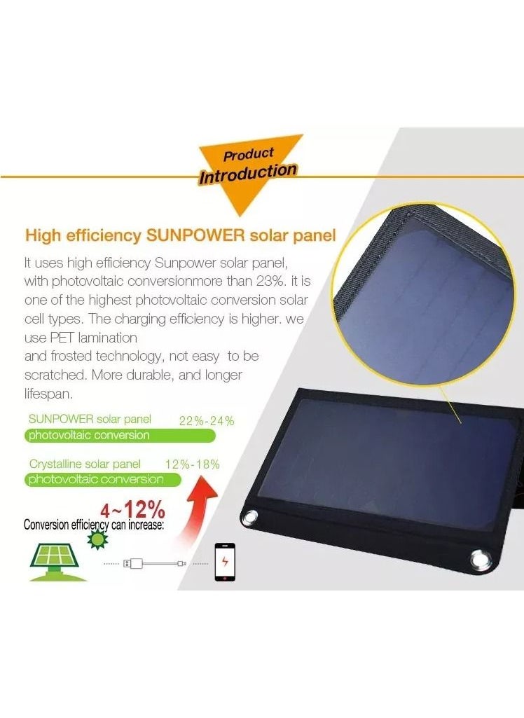 Generic - Portable Solar Charger for Camping - 21W Foldable Solar Panel Charger 2 USB Ports - Waterproof & Durable, Compatible with iPhone, iPad, Galaxy, LG, Nexus, Battery Packs, & All USB Devices - Image 1