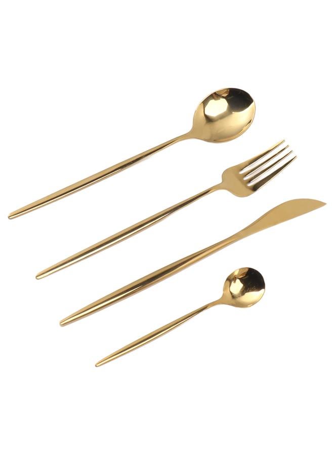 4 Piece Flatware Set Mirror Polished Cutlery Utensil Set Restaurant Eating Tableware Set for Restaurant Home Gold - Image 3