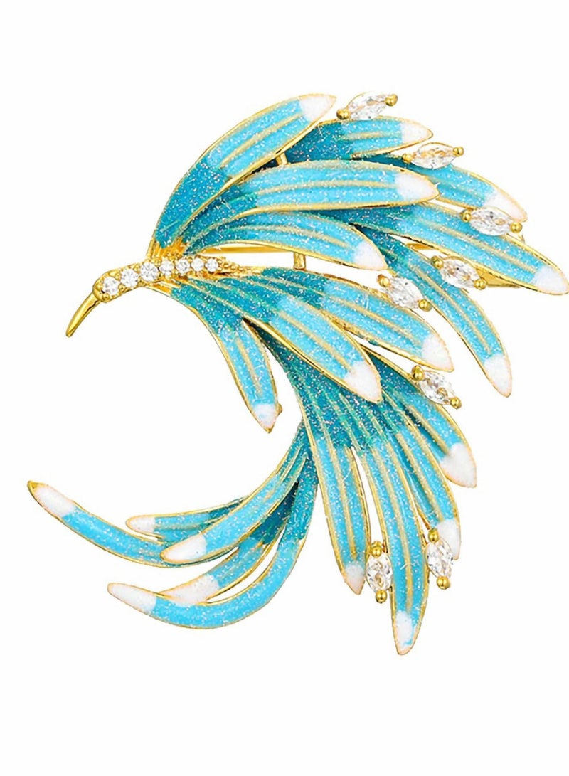 Excefore Brooch for Women, Phoenix Feather Pins Alloy Brooches Women-Blue - Image 1
