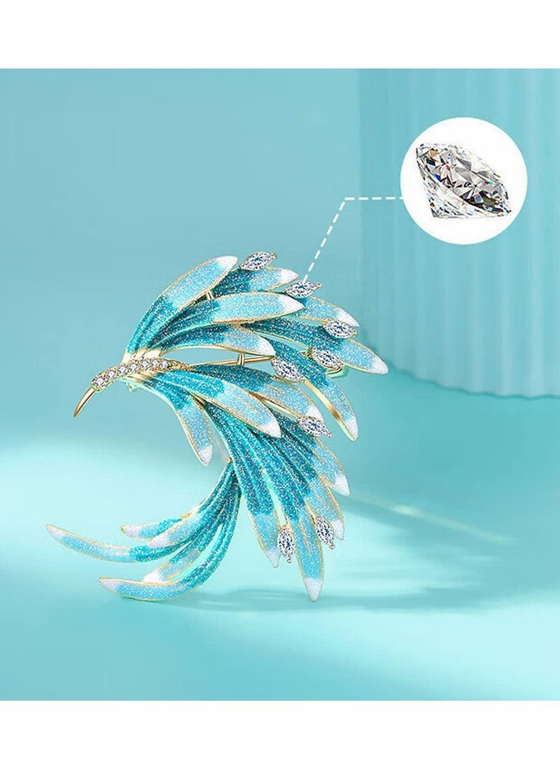 Excefore Brooch for Women, Phoenix Feather Pins Alloy Brooches Women-Blue - Image 4