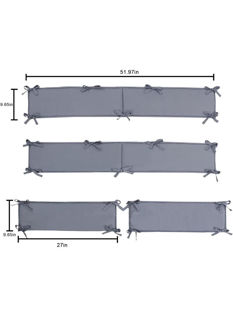 Bebiland 4 Piece Baby crib protection pad, Breathable Mesh Liner, Cot Bed Surround with Four Side Upholstery and Raised Bumper, Baby Bedding - Image 2